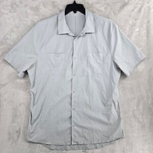 Lululemon Zenway Short Sleeve Buttondown Gray Casual Activewear men's XL‎